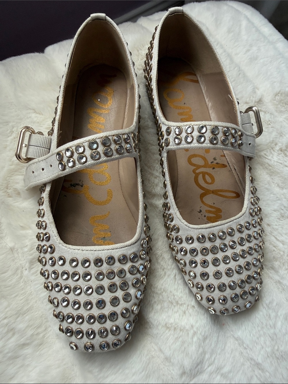 Sam Edelman Cream Studded Mary Jane Flats